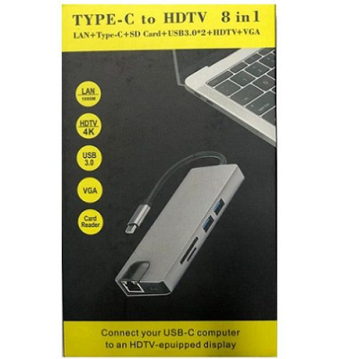 Adaptateur USB-C To HDMI/HDTV+USB 3.0 8 En 1
