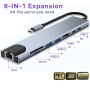 Adaptateur USB-C To HDMI/HDTV+USB 3.0 8 En 1