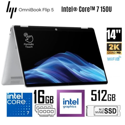 HP OmniBook 5 Flip Laptop 14 tactile 2K Core 7 16 Go /512 Go SSD