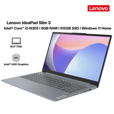 Lenovo IdeaPad Slim 3 Core i3-N305 8 Go RAM SSD 512 Go 15,6"